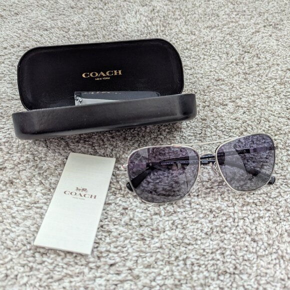 Coach Women's Aviator Sunglasses HC7072B Black Silver L - Picture 3 of 14